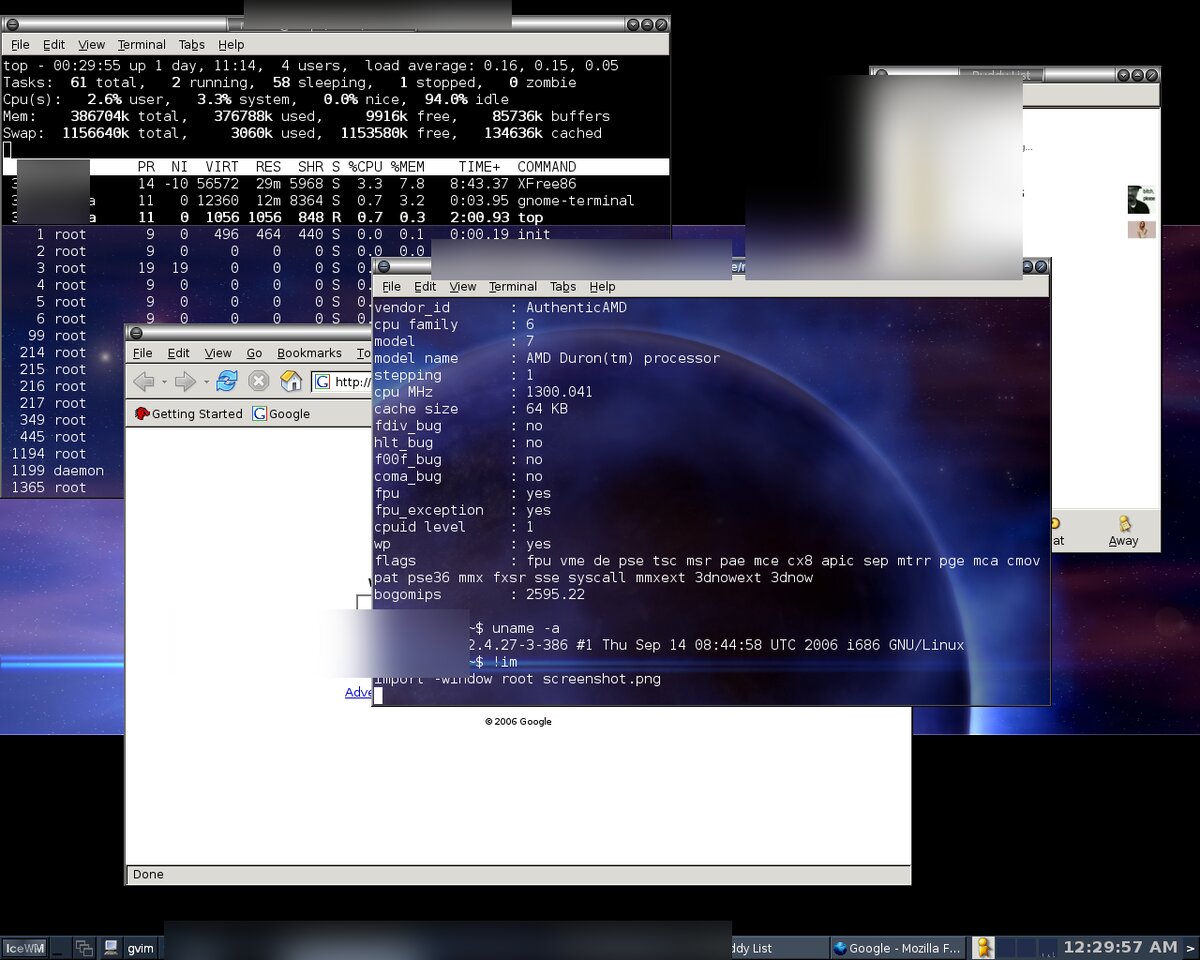 Debian 3.1 with IceWM, 2006